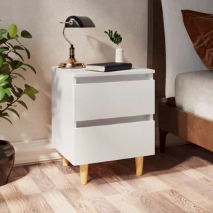 vidaXL Stolik nocny z nogami z drewna sosnowego biały 40x35x50 cm - Stolik nocny - Stoliki nocne - Szafka nocna - Szafki nocne - Szafki nocne - miniaturka - grafika 1