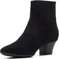 Botki damskie - CLARKS DAMSKIE SKÓRZANE BOTKI ELEGANCKIE NA JESIEŃ 39 JTB - miniaturka - grafika 1