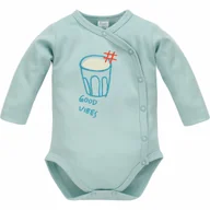 Body dla niemowląt - PINOKIO BODY ROZPINANE DLUGI REKAW ORANGE FLIP ZIELONY 68 - miniaturka - grafika 1