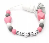 Akcesoria do smoczków - Silikonowa zawieszka z imieniem WIKTORIA przypinka - miniaturka - grafika 1