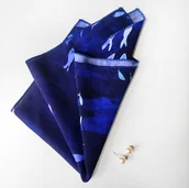 Krawaty i muchy męskie - POSZETKA męska niebieska, print OCEAN (100% wiskoza) - miniaturka - grafika 1