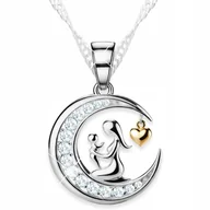 Naszyjniki - Naszyjnik Srebrny Matka z Dzieckiem na Księżycu z Kryształkami SREBRO 925 - miniaturka - grafika 1