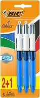 Długopisy - BIC 4 Colour Grip Ball Point Pen 3 sztuki sortowane kolorystycznie 889930 - miniaturka - grafika 1
