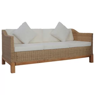 vidaXL vidaXL 3-osobowa sofa z poduszkami, naturalny rattan - Sofy ogrodowe - miniaturka - grafika 1