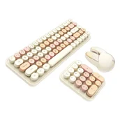 Zestawy myszka + klawiatura - Bezprzewodowy zestaw MOFII klawiatura+klawiatura numeryczna+mysz 3w1 2.4G (Kremowy) - miniaturka - grafika 1