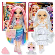 Lalki dla dziewczynek - Rainbow High Zestaw Kreatywnych Lalek: "Watercolor & Create" + Błyszcząca Amaya Raine ze Zwierzątkiem i Slime - miniaturka - grafika 1
