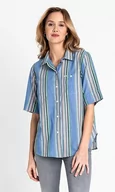 Koszule damskie - Lee Ss Shirt Damska Koszula W Paski Dipped Blue L45Dchla-S - miniaturka - grafika 1
