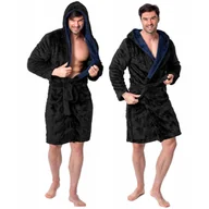 Szlafroki damskie - Tutumi Szlafrok Jordan Black Navy Men - miniaturka - grafika 1