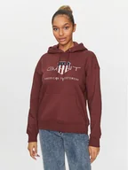 Bluzy damskie - Gant Bluza Archive Shield 4204567 Bordowy Relaxed Fit - miniaturka - grafika 1