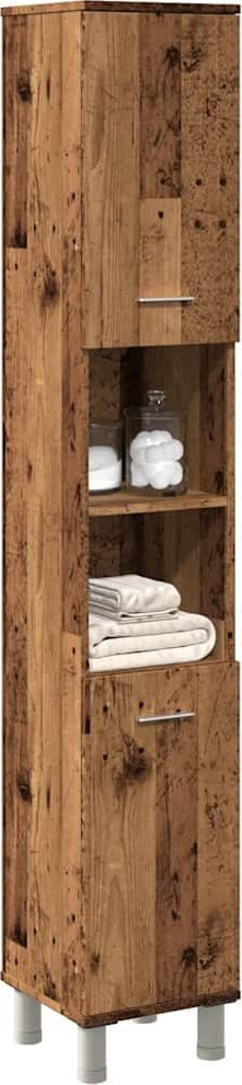 vidaXL Szafka łazienkowa, stare drewno, 30x30x179 cm
