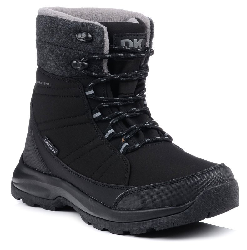 Buty zimowe ocieplane damskie śniegowce wysokie czarne softshell DK 2104-38