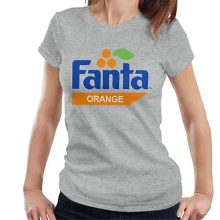 Fanta Orange Retro 1980 Logo Koszulka damska Heather Grey Large - Koszulki i topy damskie - miniaturka - grafika 1