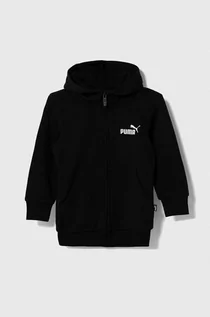 Bluzy dla dziewczynek - Puma bluza dziecięca ESS Small Logo Full-Zip Hoodie TR G kolor czarny z kapturem gładka - grafika 1