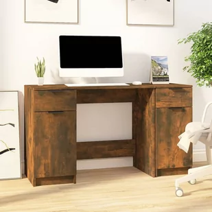 Biurko z szafką boczną, przydymiony dąb materiał drewnopochodny! - Biurka - miniaturka - grafika 1