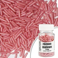 Dodatki do ciast w proszku - Posypka cukrowa MAKARONIKI matowe RÓŻOWE Sweet Decor, 40 g - miniaturka - grafika 1