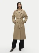 Płaszcze damskie - Vero Moda Trencz Chloe 10300263 Beżowy Regular Fit - miniaturka - grafika 1