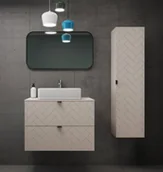 Szafki łazienkowe - Zestaw kaszmirowa szafka pod umywalkę ze słupkiem do łazienki R9-T55 - miniaturka - grafika 1