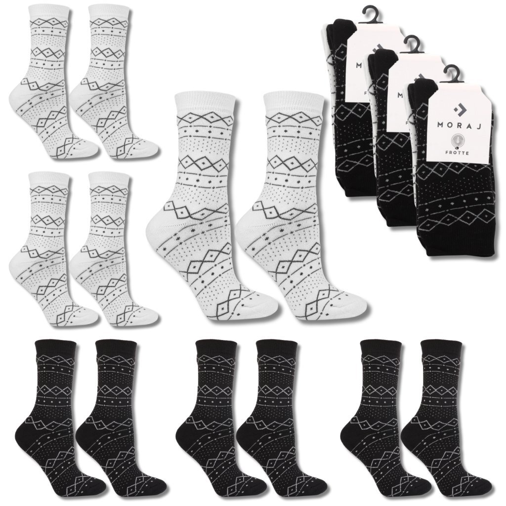 CIEPŁE BAWEŁNIANE SKARPETY DAMSKIE FROTTE 6-PAK SKARPETKI TERMO MORAJ 38-41
