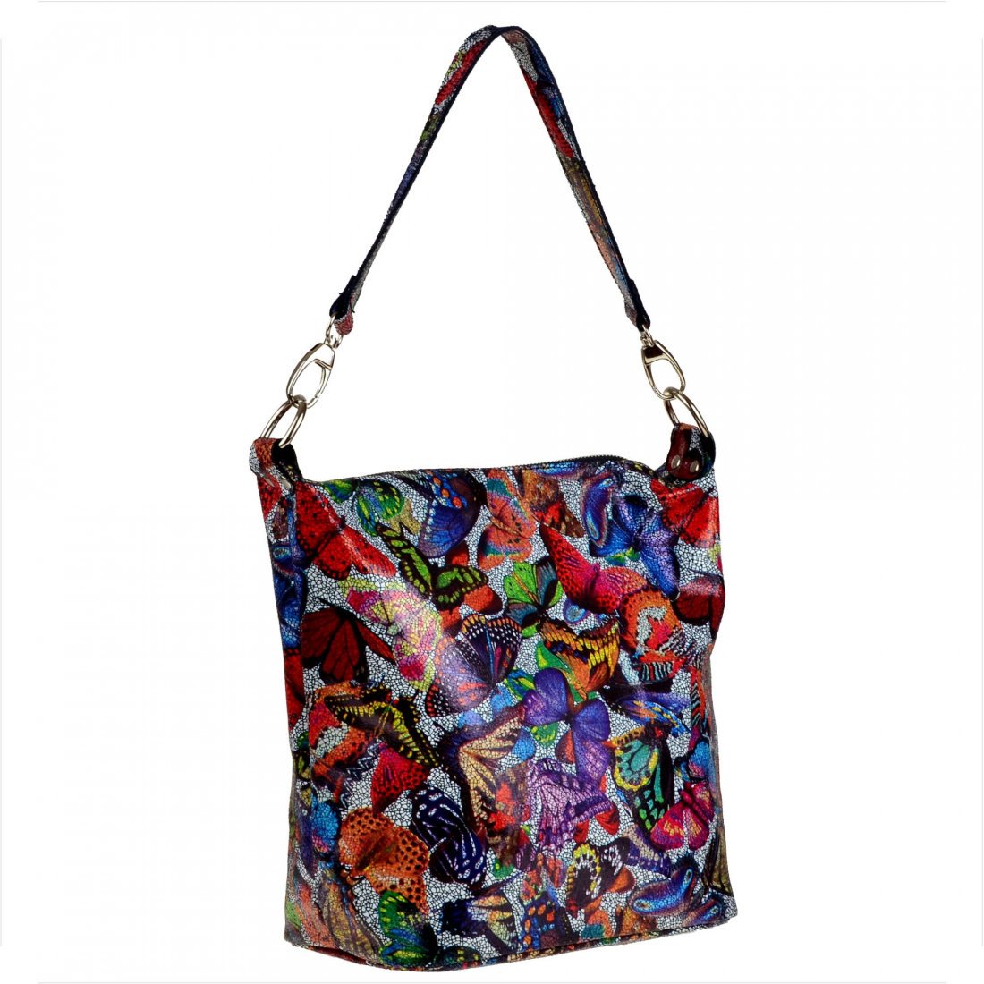 Lekka torba skórzana z motylami L