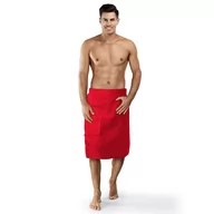 Ręczniki - Ręcznik do Sauny Męski Bawełna Klit L/XL Czerwony - miniaturka - grafika 1