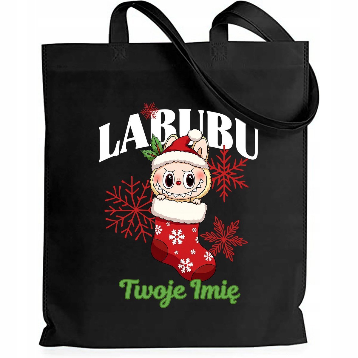 Torba EKO Czarna Shopper W SKARPECIE *IMIĘ* Prezent Na Święta Wzory