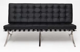 D2.Design Design Sofa BA2 2 osobowa, czarna ekoskóra (99158) - Sofy i kanapy - miniaturka - grafika 1