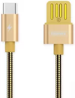 Kable USB - Remax Silver Serpent RC-080a kabel w metalowym oplocie przewód USB / USB Type C 2.1A 1M złoty 6954851276159 - miniaturka - grafika 1