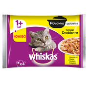 Suplementy i witaminy dla kotów - Whiskas Potrawka w galaretce Smaki drobiowe 4x85g 18747-uniw - miniaturka - grafika 1