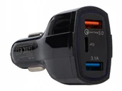 Ładowarki samochodowe - ŁADOWARKA SAMOCHODOWA SZYBKIE ŁADOWANIE USB-C 2x USB PD QC MOCNA 3,1A - miniaturka - grafika 1