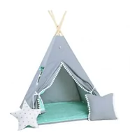 Namioty i tipi dla dzieci - SowkaDesign Namiot tipi dla dzieci, bawełna, okienko, poduszka, kraina lodu - miniaturka - grafika 1