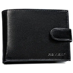 ROVICKY Skórzany portfel męski czarny klasyczny z zapięciem na karty i gotówkę elegancki prezent ochrona RFID - Portfele - miniaturka - grafika 1