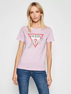 Koszulki i topy damskie - Guess T-Shirt Sparkling Icon W1YI0Y I3Z00 Fioletowy Regular Fit - grafika 1