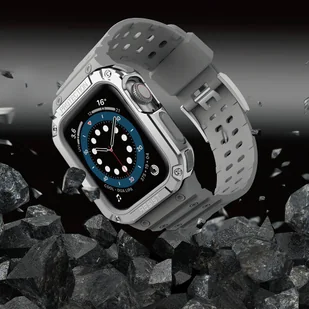 Protect Strap Band opaska z etui do Watch 7 / 6 / 5 / 4 / 3 / 2 / SE (41 / 40 / 38mm) obudowa pancerny pokrowiec na zegarek szary - Etui i futerały do telefonów - miniaturka - grafika 6