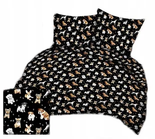 pościel bawełna lux 160x220 + 2 poszewka B 307-3 psiaki na czarnym - Pościel - miniaturka - grafika 1