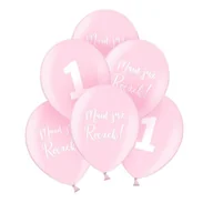 Baby shower i roczek - Balony mam już roczek, dwustronne, różowe 30cm, 6szt - miniaturka - grafika 1