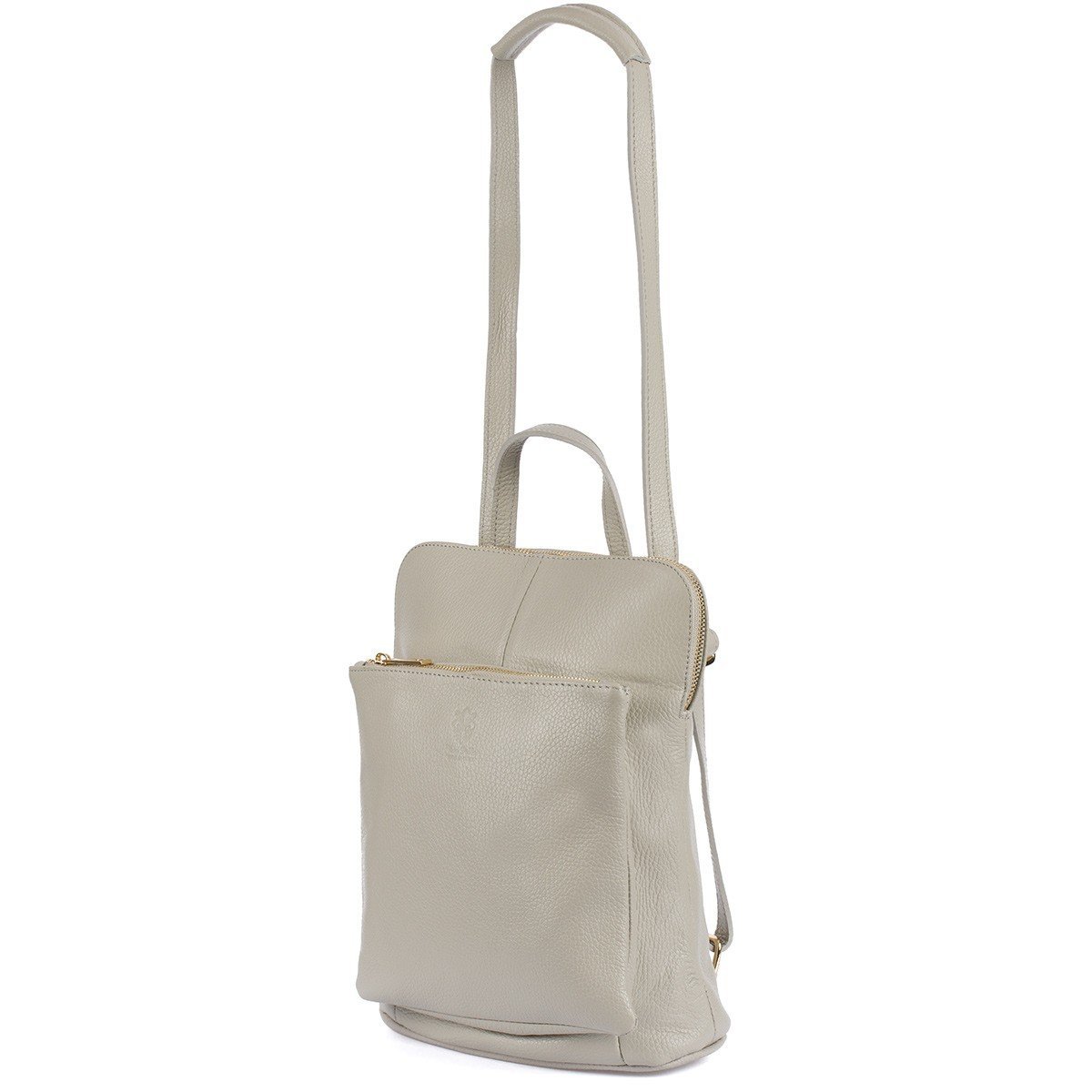 Skórzany plecak damski torba 2w1 elegancki A4 włoski pojemny jasno-szary Vera Pelle S40