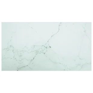 shumee Blat stołu biały 120x65 cm 8 mm szkło z teksturą marmuru - Blaty meblowe i parapety okienne - miniaturka - grafika 1
