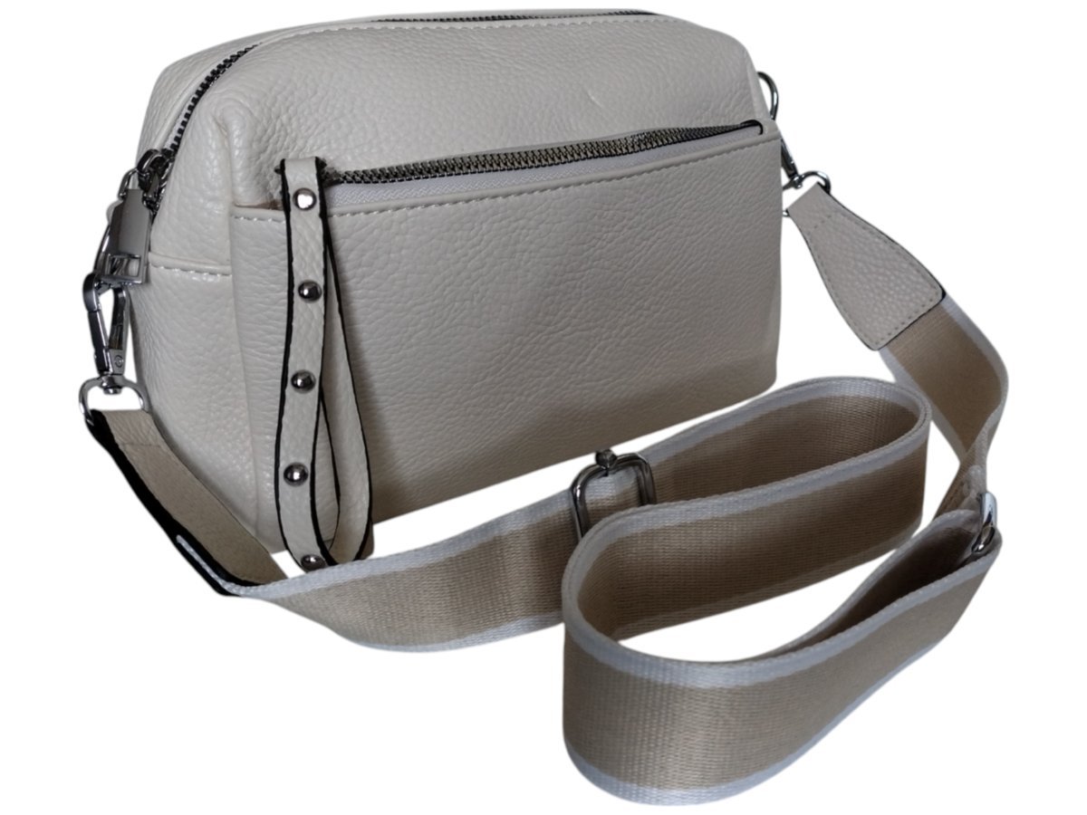 Torebka Damska, Modna Mała Listonoszka Na Ramię, Kolor Beżowy, Miejska