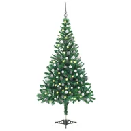 Choinki - vidaXL Sztuczna choinka z lampkami LED i bombkami, 120 cm, 230 gałązek - miniaturka - grafika 1