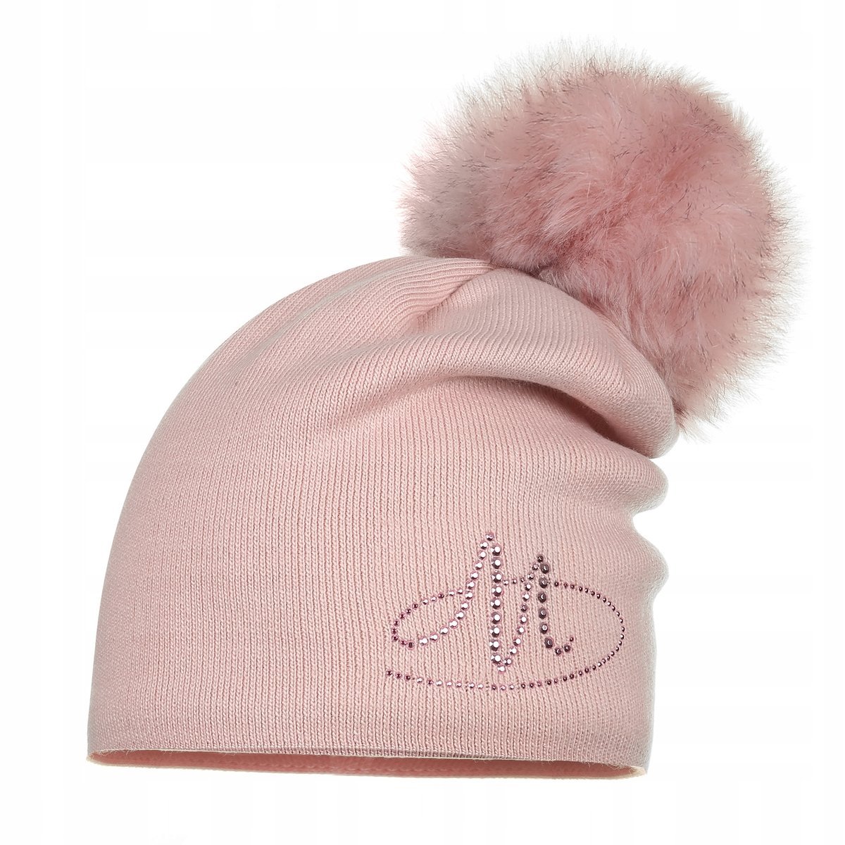 Czapka Damska Zimowa Jesienna Ocieplana Z Pomponem Napis Różowa