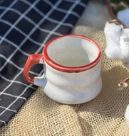 Filiżanki - Filiżanka ceramiczna do kawy herbaty Cappuccino Czerwona 200ml - miniaturka - grafika 1