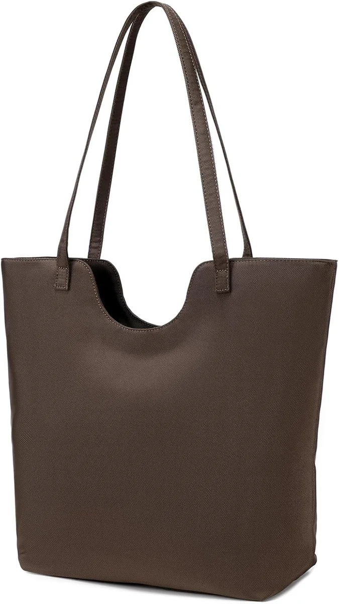 Torba Shopperka Damska Duża Zapinana Wodoodporna Brązowa 45x38x13 cm