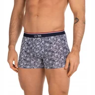 Majtki męskie - LAMA Szorty Męskie SZARE wzór roślinny r. L - miniaturka - grafika 1