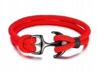 Bransolety męskie - Nowa męska bransoleta kotwica - survivalowy styl bransoletka czerwona 19 cm - miniaturka - grafika 1