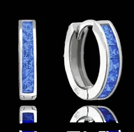 Kolczyki - MINET Błyszczące kolczyki srebrne z granatowymi cyrkoniami - miniaturka - grafika 1