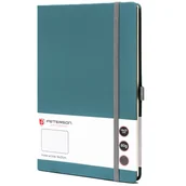 Długopisy - Zielony notes w twardej oprawie formacie A5 zadrukowany w linie, wyposażony w pętelkę na długopis - Peterson - miniaturka - grafika 1