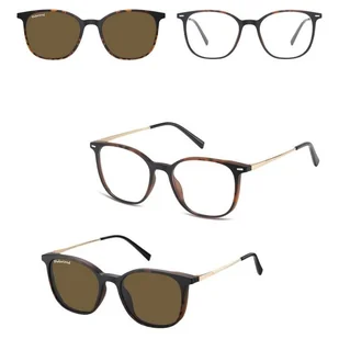 Owalne okulary panterkowe pod korekcję z polaryzacyjną nakładką przeciwsłoneczną CLIP-TRC-194A-2 - Okulary korekcyjne, oprawki, szkła - miniaturka - grafika 1