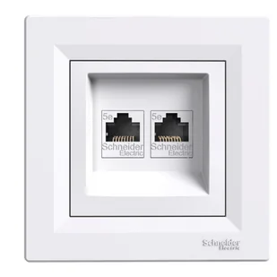 Schneider Gniazdo komp. 2xRJ45 kat.5 ASFORA - biały - Gniazdka elektryczne - miniaturka - grafika 1
