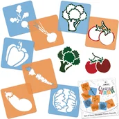 Zabawki kreatywne - szablony do rysowania dla dzieci (8 szt.) // WARZYWA - miniaturka - grafika 1