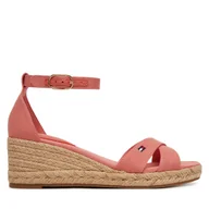 Espadryle damskie - Espadryle Tommy Hilfiger Hemp Crossover Strap Wedge Espadrilles FW0FW09332 Różowy - miniaturka - grafika 1